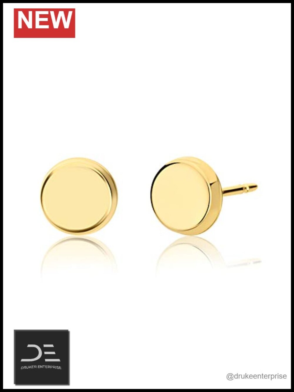 Solid 14k Yellow Gold Polished Round Dot Stud Earrings Minimalist